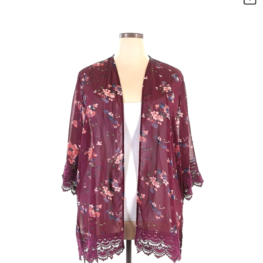 Mason & Belle Burgundy Floral Kimono - COPY #114